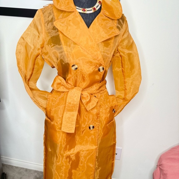 7 For All Mankind Orange Trench Coat - Picture 3 of 8